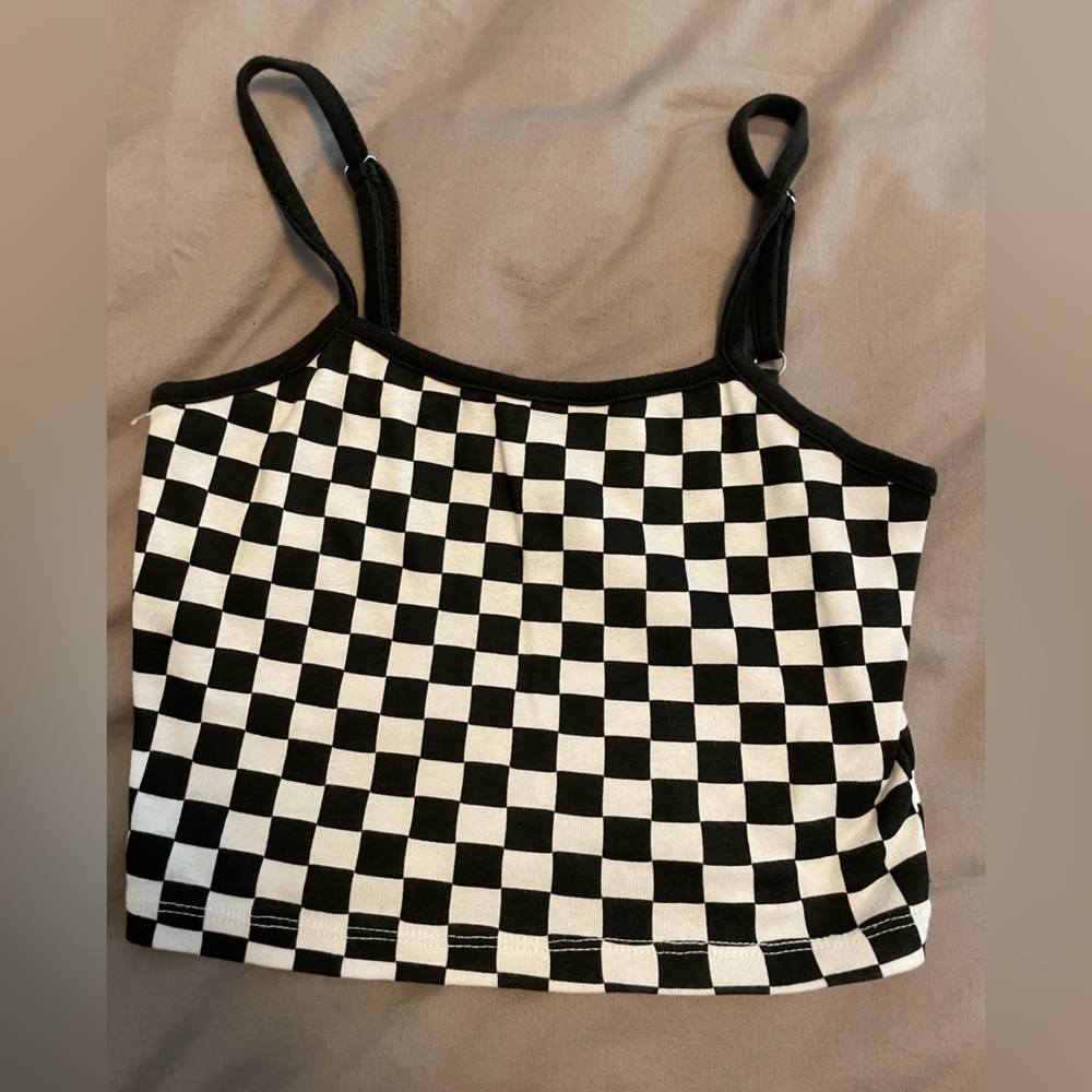 Divided checkered crop top